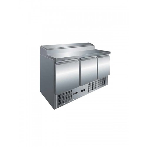 3 Door Refrigerated Preparation Counter 8 x GN 1/6 pans