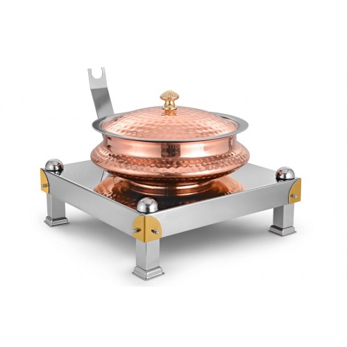 Copper Ss Chafing Dishes With Chowki Stand CKA-570