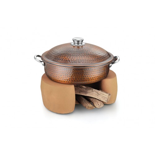 Copper Ss Chafing Dishes With Chowki Stand CKA-577