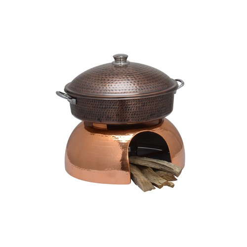 Copper Ss Chafing Dishes With Chowki Stand CKA-626