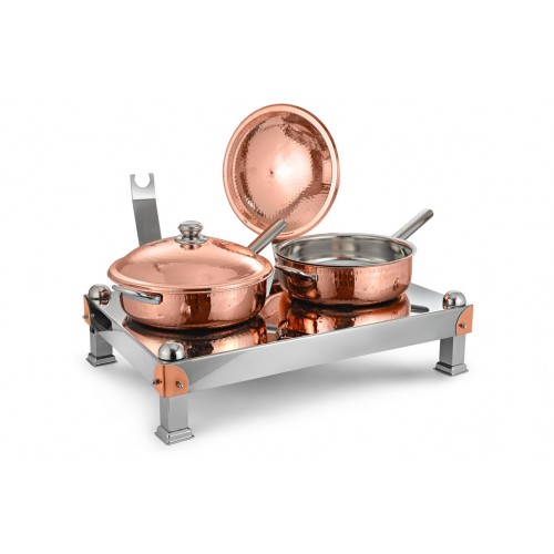 Copper Ss Chafing Dishes With Chowki Stand CKA-730