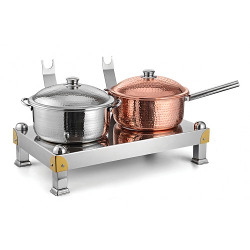 Copper Ss Chafing Dishes With Chowki Stand CKA-788