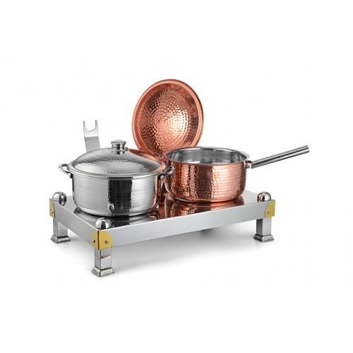Copper Ss Chafing Dishes With Chowki Stand CKA-789