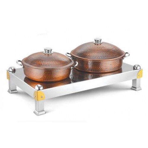 Copper Ss Chafing Dishes With Chowki Stand CKA-841