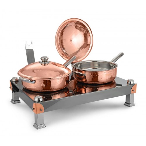 Copper Ss Chafing Dishes With Chowki Stand CKA-739