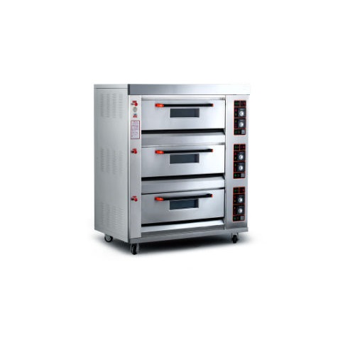 Commercial Gas Pizza Oven 3 Deck 6 Tray