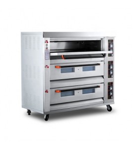 Commercial Gas Pizza Oven 3 Deck 9 Tray