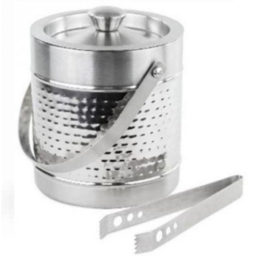 Ice Bucket Double Wall Plain And Hammered Stainless Steel 1 Ltr