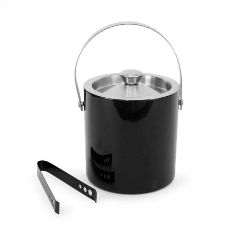Ice Bucket Double Wall Black Stainless Steel 1 Ltr
