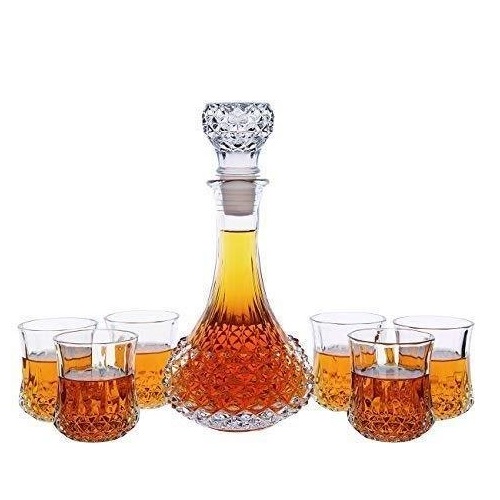 Decanter Set Crystal with 6 Whisky Glasses