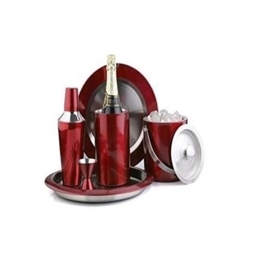Bar Set Stainless Steel Red 6 Pcs